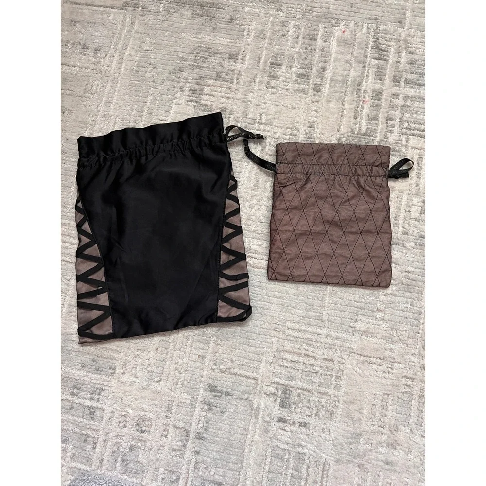 Victoria's Secret Satin Drawstring Bags - Black & beige - Set of‎ 2